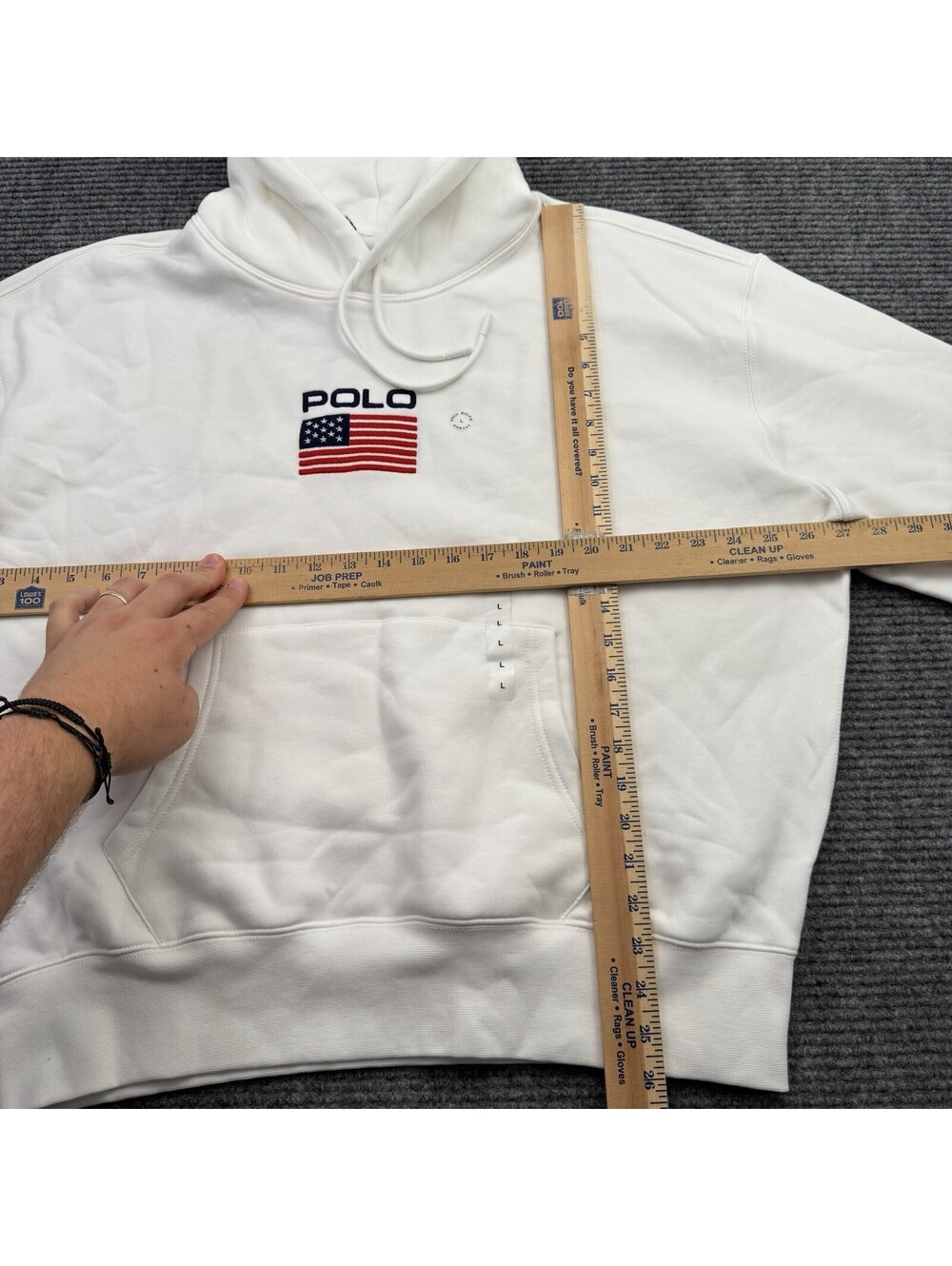 Polo Ralph Lauren Flag Fleece Hoodie White USA Embroidered Men’s Large NWOT - Picture 8 of 8